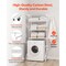 White Carbon Steel Over-Washer Dryer Storage Shelf with Hooks and Hanging Rod